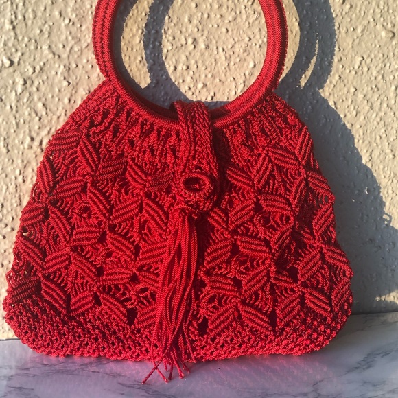 Macrame Crochet Handbag red - Picture 9 of 9